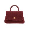 Chanel  Coco Handle shoulder bag  in burgundy synthetic furr  and burgundy leather - 360 thumbnail