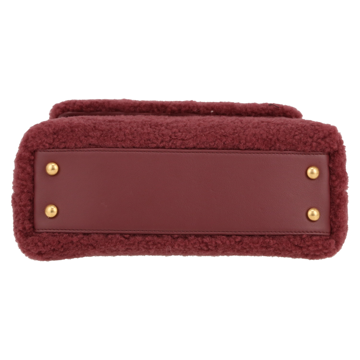 Chanel  Coco Handle shoulder bag  in burgundy synthetic furr  and burgundy leather - Detail D1