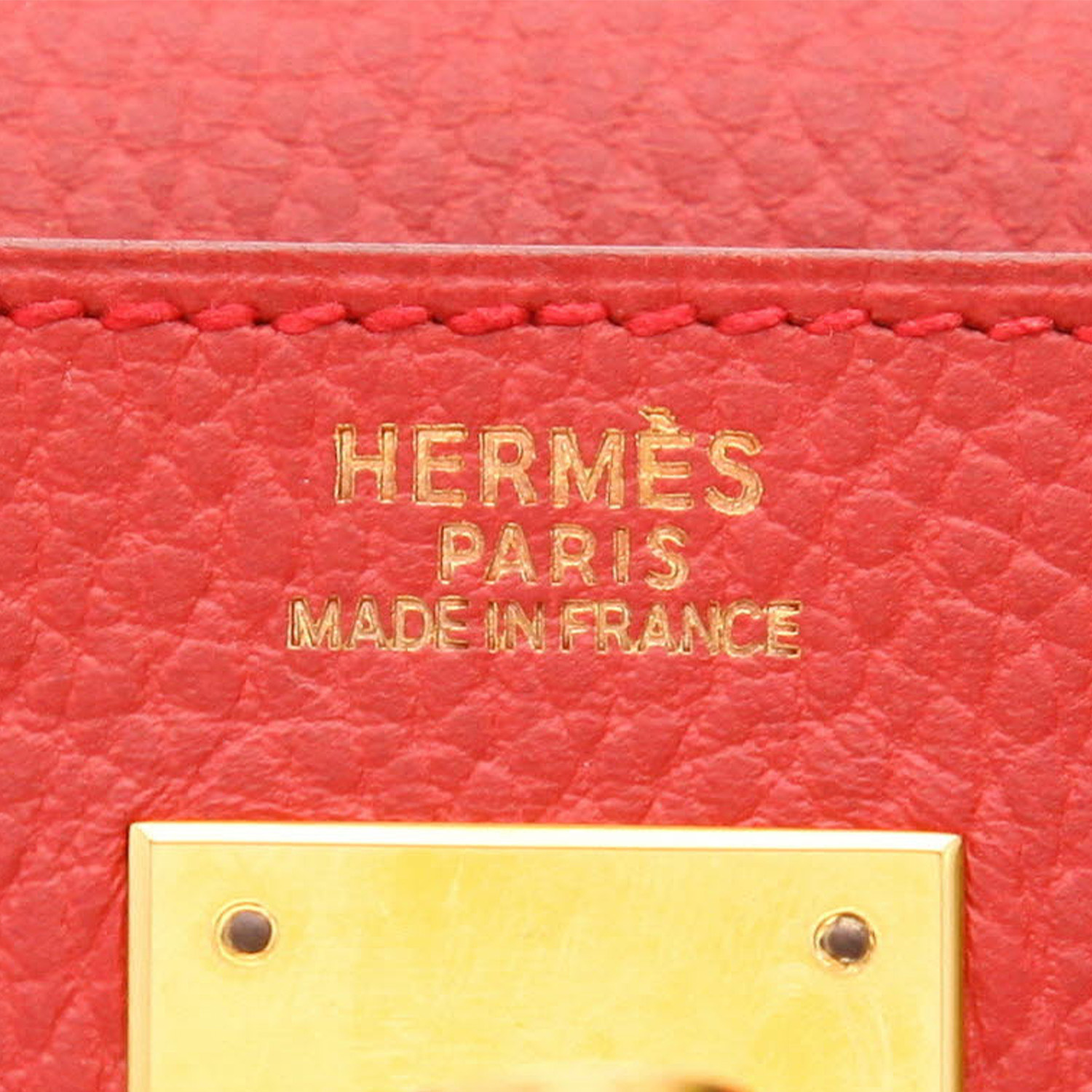 Borsa Hermès  Kelly 32 cm in pelle Ardenne rosso Vif - Detail D2