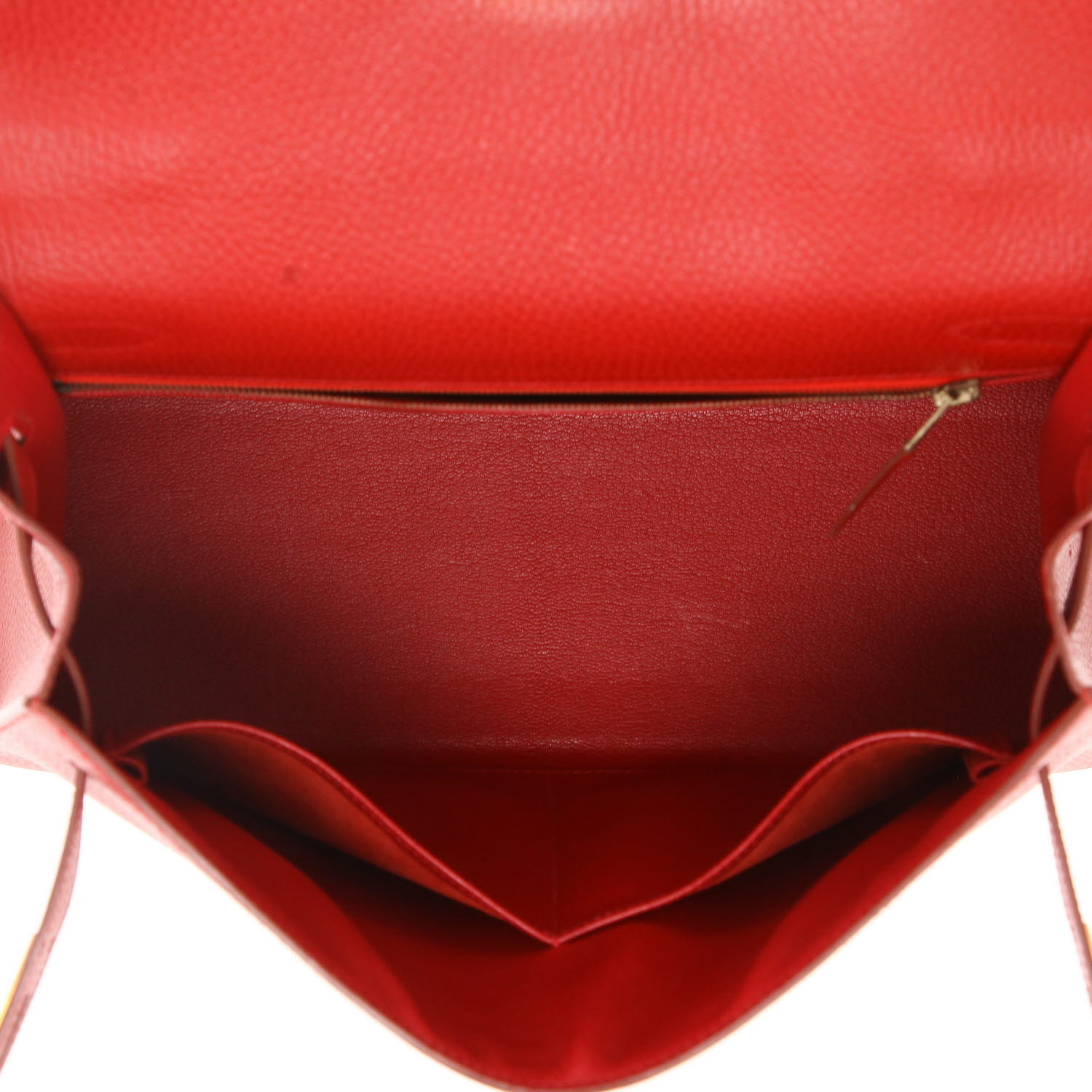Hermès  Kelly 32 cm handbag  in red Vif Ardenne leather - Detail D3