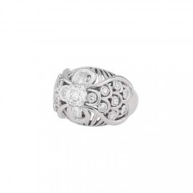 Vintage   1960's boule ring in platinium, white gold and diamonds