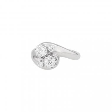 Bague Vintage Toi et Moi en or blanc et diamants