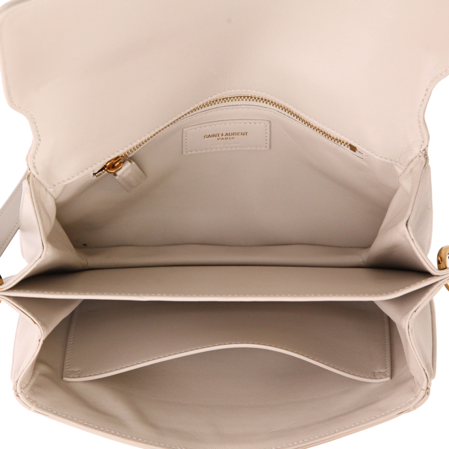 Saint Laurent  Satchel handbag  in white leather - Detail D3