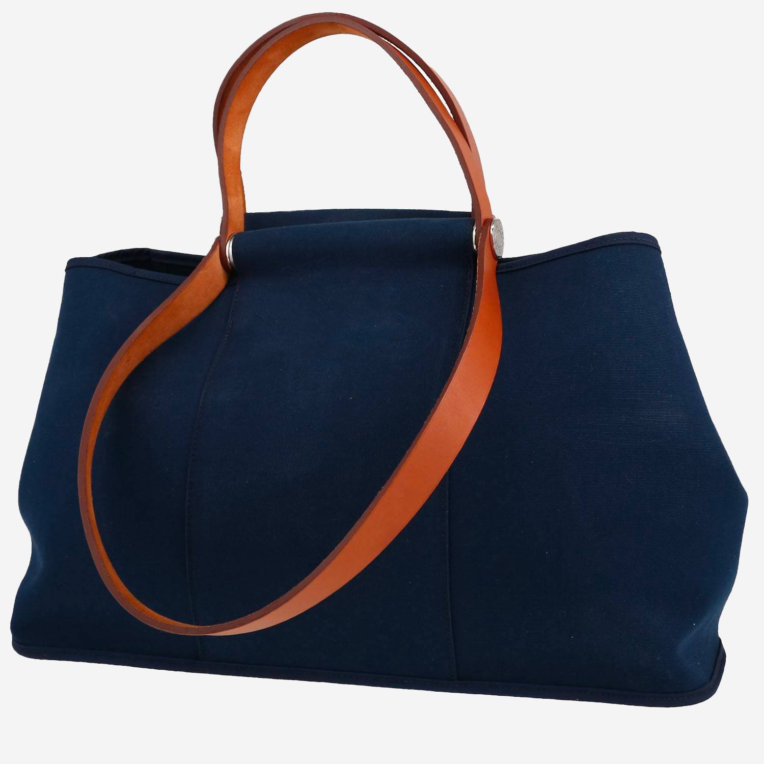 Bolso Cabás Hermès  Cabag en lona azul marino y vaca Hunter
