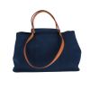 Hermès  Cabag shopping bag  in navy blue canvas  and Hunter cowhide - 360 thumbnail