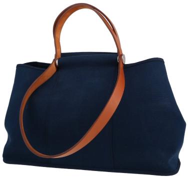 Bolso Cabás Hermès  Cabag en lona azul marino y vaca Hunter