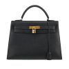 Hermès  Kelly 32 cm handbag  in navy blue Courchevel leather - 360 thumbnail