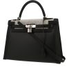 Bolso de mano Hermès  Kelly 32 cm en lona negra y color crema y cuero negro - 00pp thumbnail