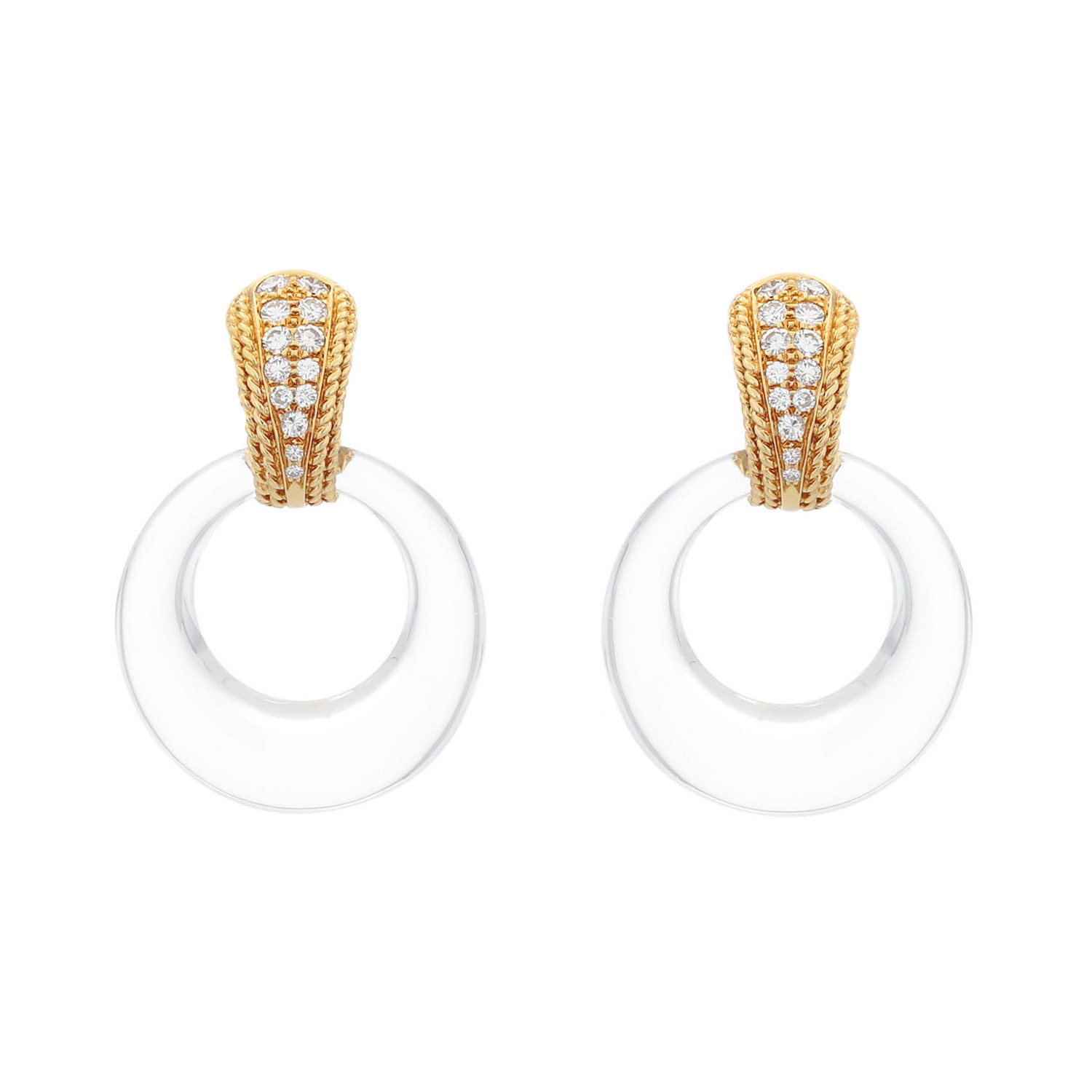 Pendientes  Van Cleef & Arpels  de oro amarillo, ébano y cristal de roca - Detail D3