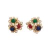 Vintage  earrings in yellow gold, diamonds and colored stones - 00pp thumbnail