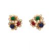 Vintage  earrings in yellow gold, diamonds and colored stones - 360 thumbnail