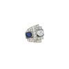 Vintage   Art Déco ring in platinium, diamonds and sapphire - 360 thumbnail