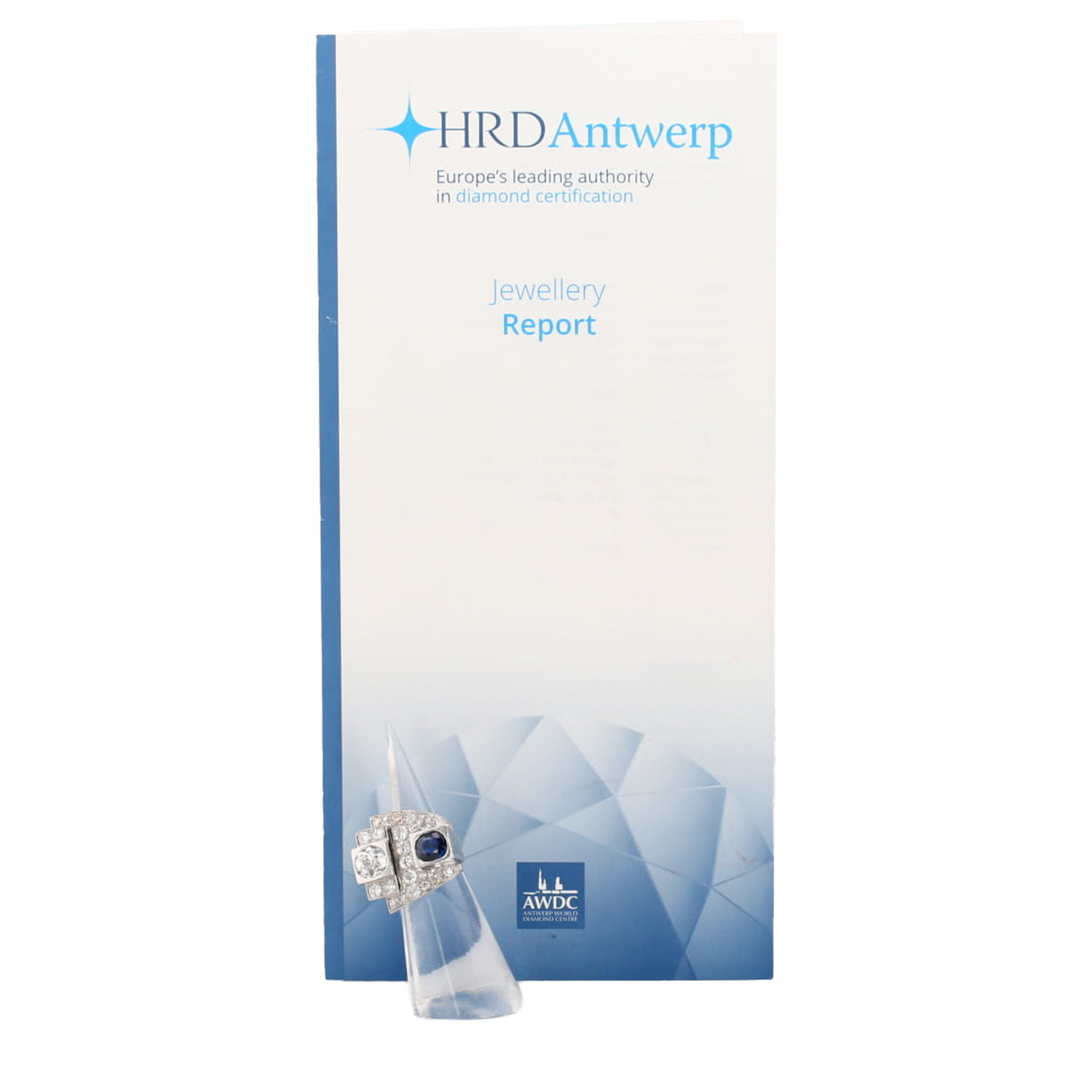 Vintage   Art Déco ring in platinium, diamonds and sapphire - Detail D2