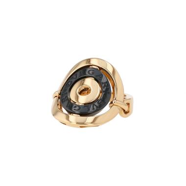 Half-articulated Bulgari Astrale ring in yellow gold and ceramic