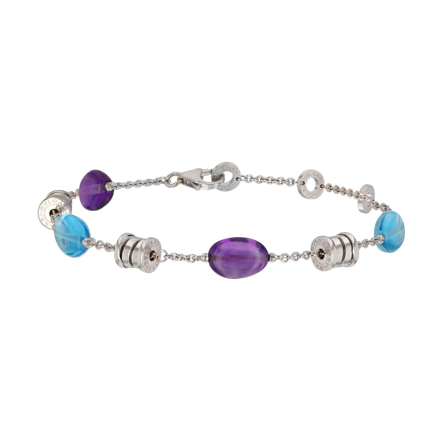 Bracelet En Argent Avec Larimar, Topaze Mystique & Améthyste - Neuf Sans Emballage