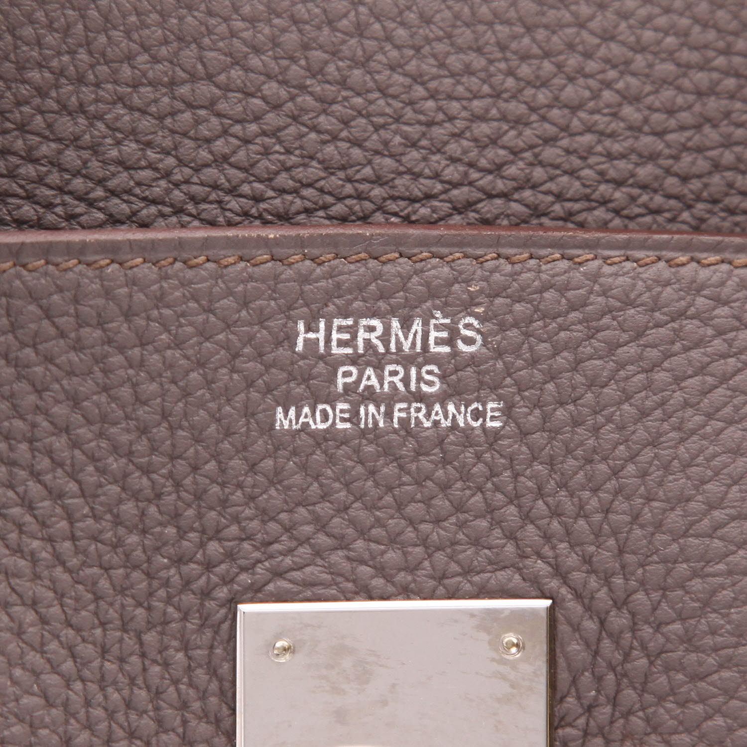 Hermès  Birkin 35 cm handbag  in grey étain togo leather - Detail D2