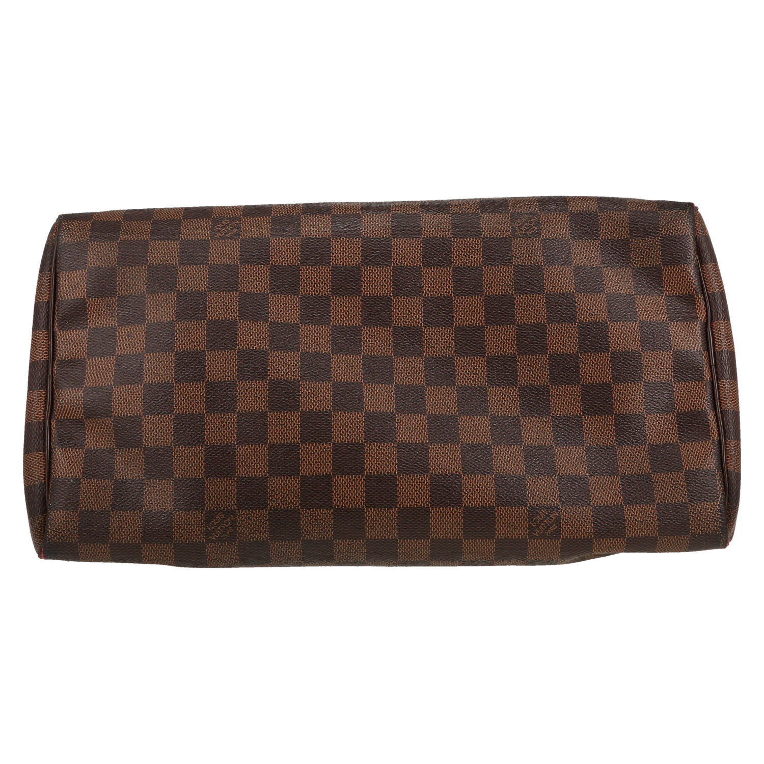 Sac à main Louis Vuitton  Speedy 35 en toile damier ébène et cuir marron - Detail D1