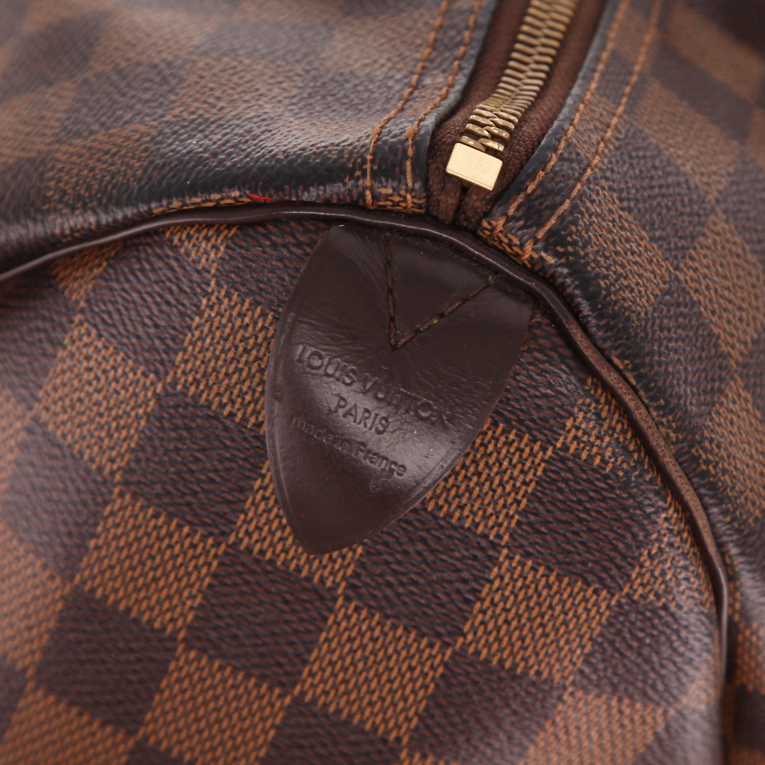 Borsa Louis Vuitton  Speedy 35 in tela a scacchi ebana e pelle marrone - Detail D2