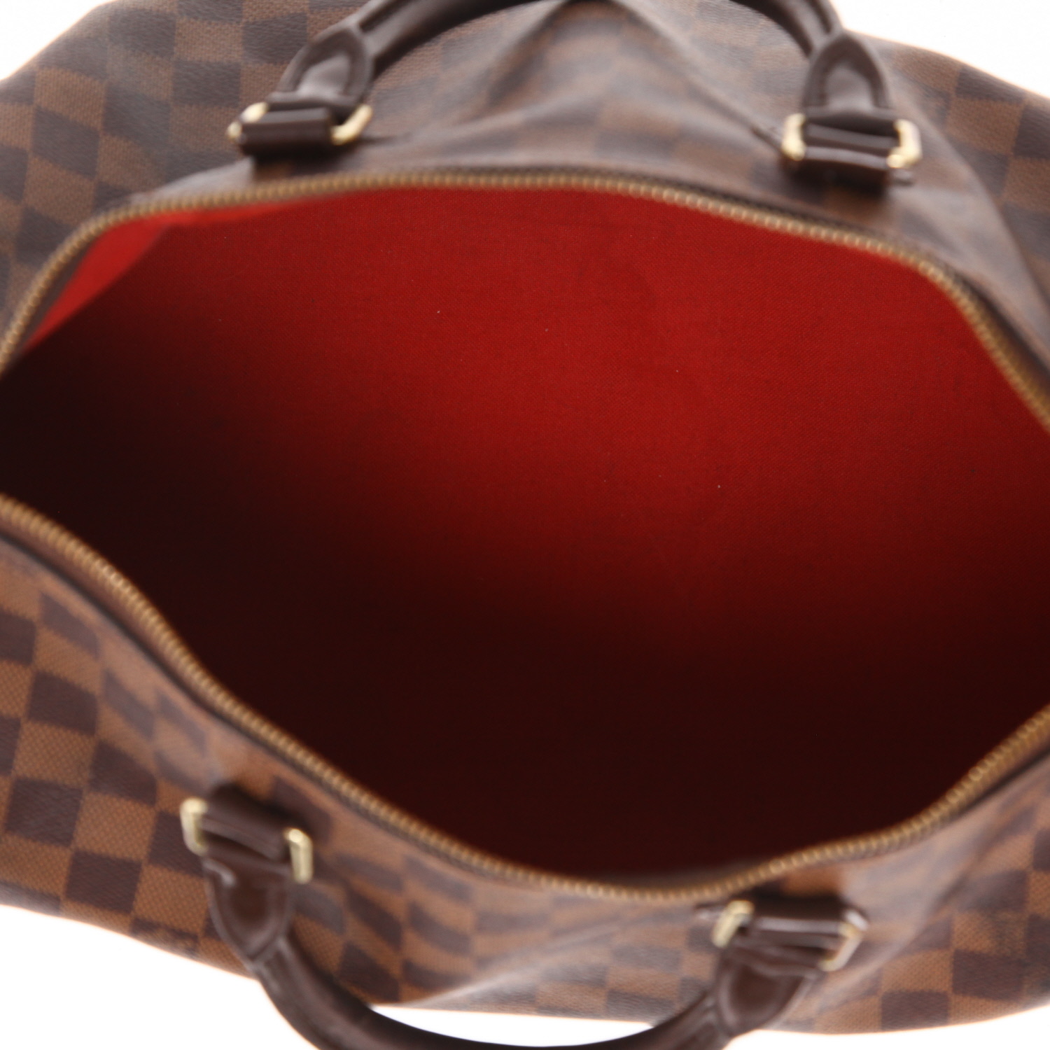 Bolso de mano Louis Vuitton  Speedy 35 en lona a cuadros ébano y cuero marrón - Detail D3