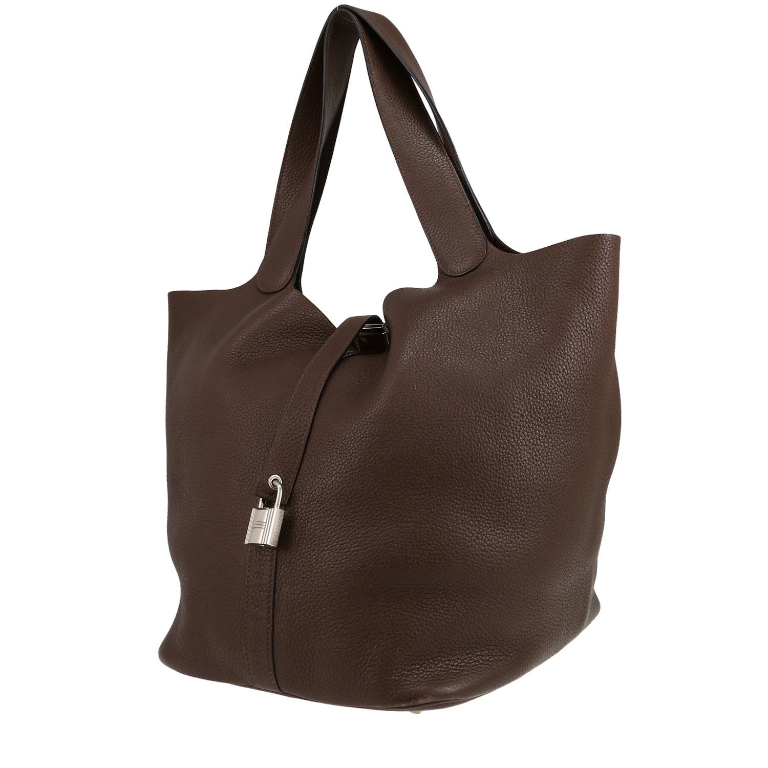 Picotin Large Model Handbag In Brown Togo Leather