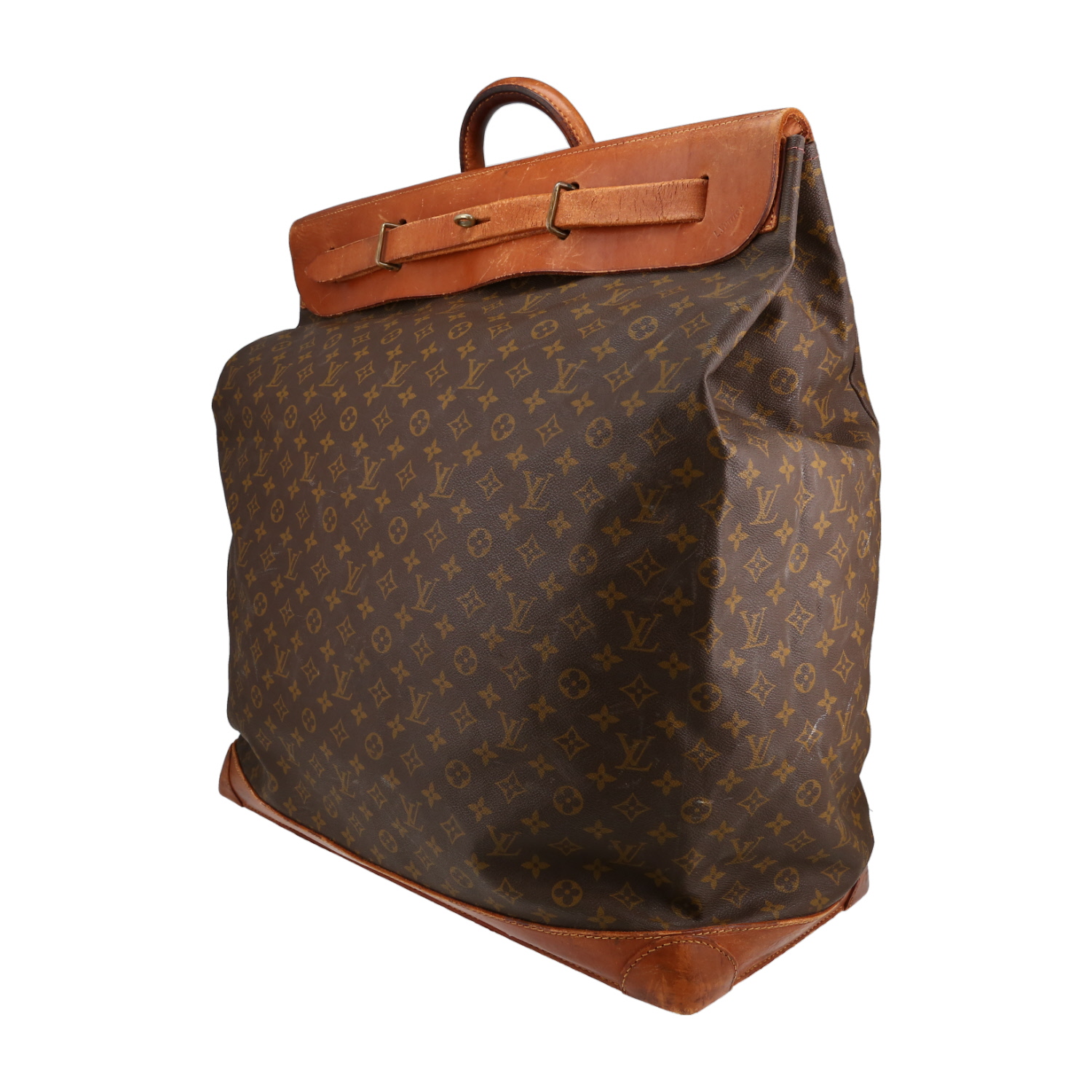 Sac de voyage Louis Vuitton  Steamer Bag - Travel Bag en toile monogram et cuir naturel - Detail D2