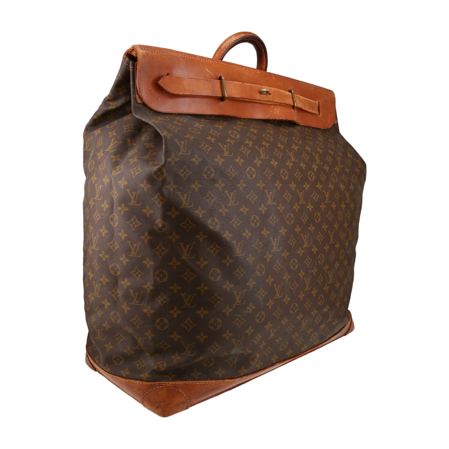 Sac de voyage Louis Vuitton  Steamer Bag - Travel Bag en toile monogram et cuir naturel - Detail D3