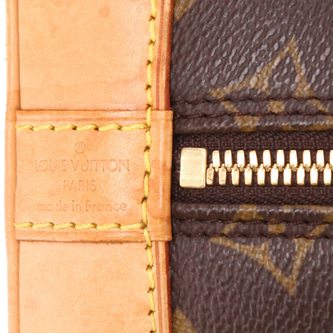 Borsa Louis Vuitton  Alma modello medio  in tela monogram marrone e pelle naturale - Detail D2