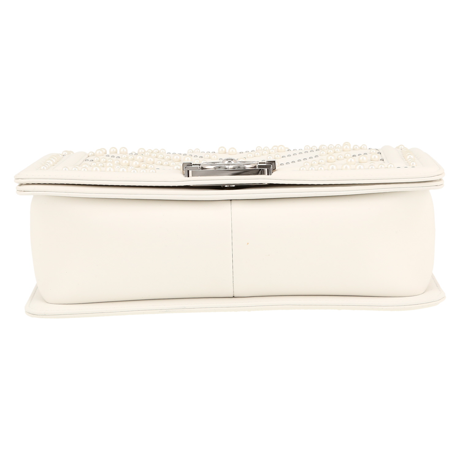 Bolso bandolera Chanel  Boy en cuero blanco - Detail D1