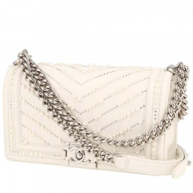 Bolso bandolera Chanel  Boy en cuero blanco