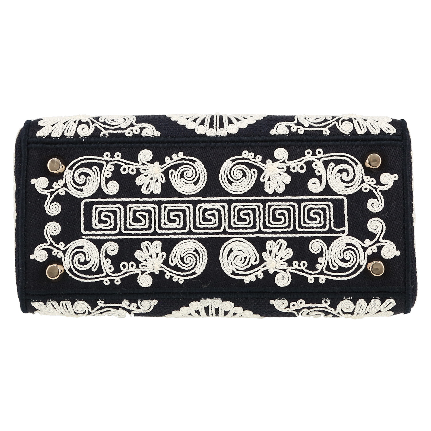 Dior  Lady Dior Edition Limitée medium model  handbag  in blue and white bicolor  canvas - Detail D1