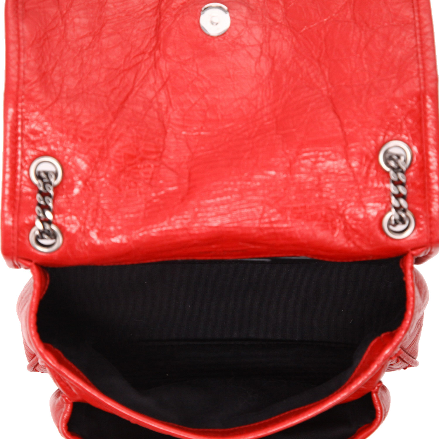 Sac bandoulière Saint Laurent  Niki Baby en cuir matelassé chevrons rouge - Detail D3