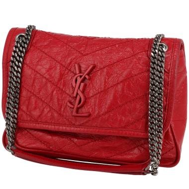 Sac bandoulière Saint Laurent  Niki Baby en cuir matelassé chevrons rouge