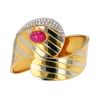 Bracelet ouvrant Vintage en or jaune, or blanc, diamants et spinelle - 00pp thumbnail
