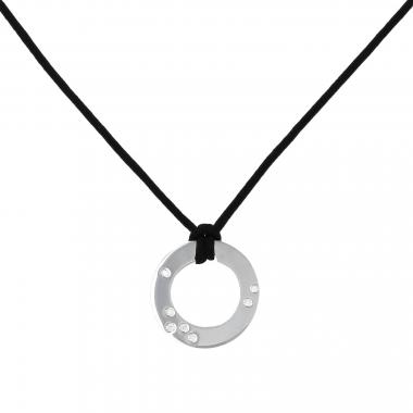 Dinh Van Cible large model pendant in white gold and diamonds