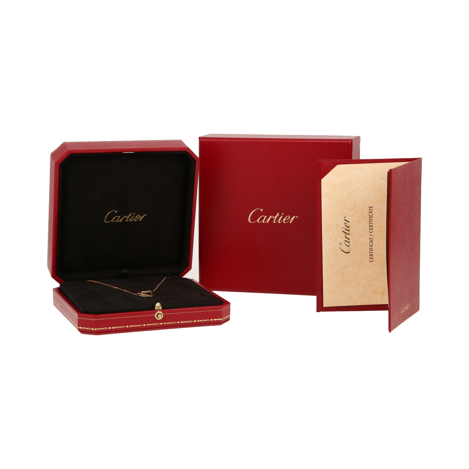 Collar Cartier Coeur Trinity de oro amarillo, oro blanco y oro rosa - Detail D2