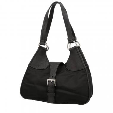 Sac à main Prada   en toile noire et cuir noir
