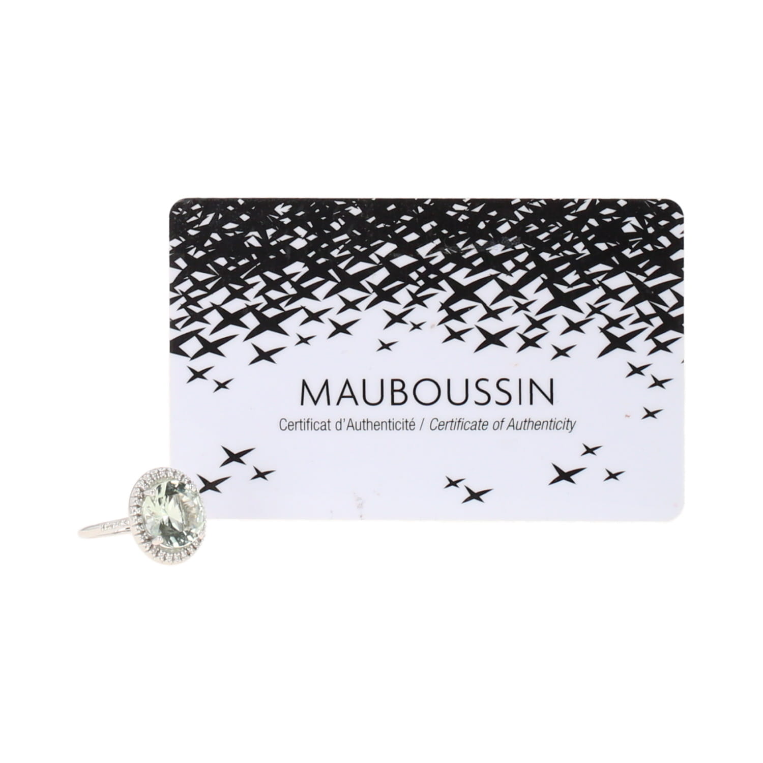 Anello Mauboussin Vraiment Toi in oro bianco, diamanti e quarzo verde - Detail D2