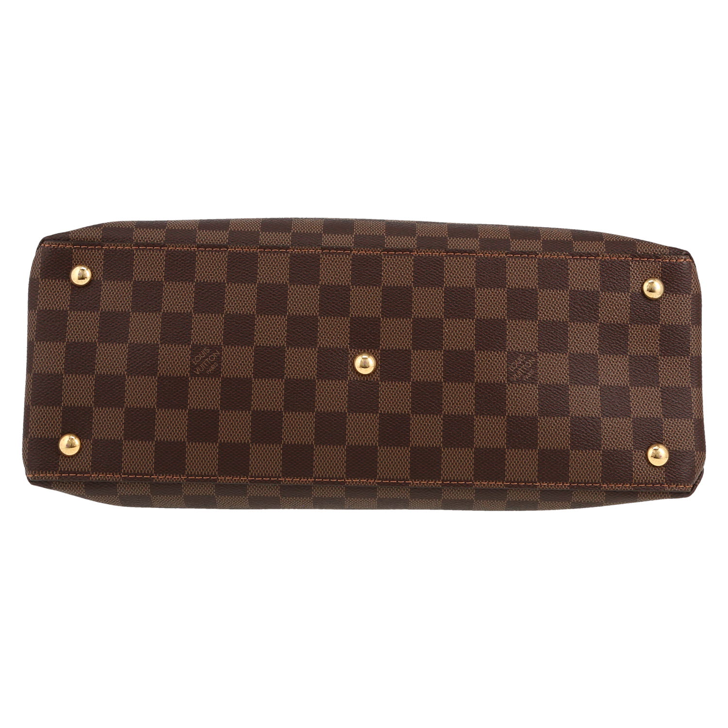 Borsa Louis Vuitton  Riverside in tela cerata con motivo a scacchi marrone e pelle nera - Detail D1