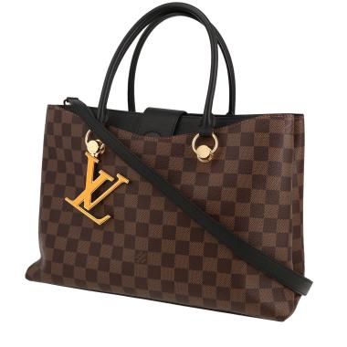 Bolso de mano Louis Vuitton  Riverside en lona a cuadros revestida marrón y cuero negro