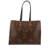 Shopping bag Louis Vuitton  Onthego modello grande  in tela monogram bicolore marrone e pelle nera - 360 thumbnail