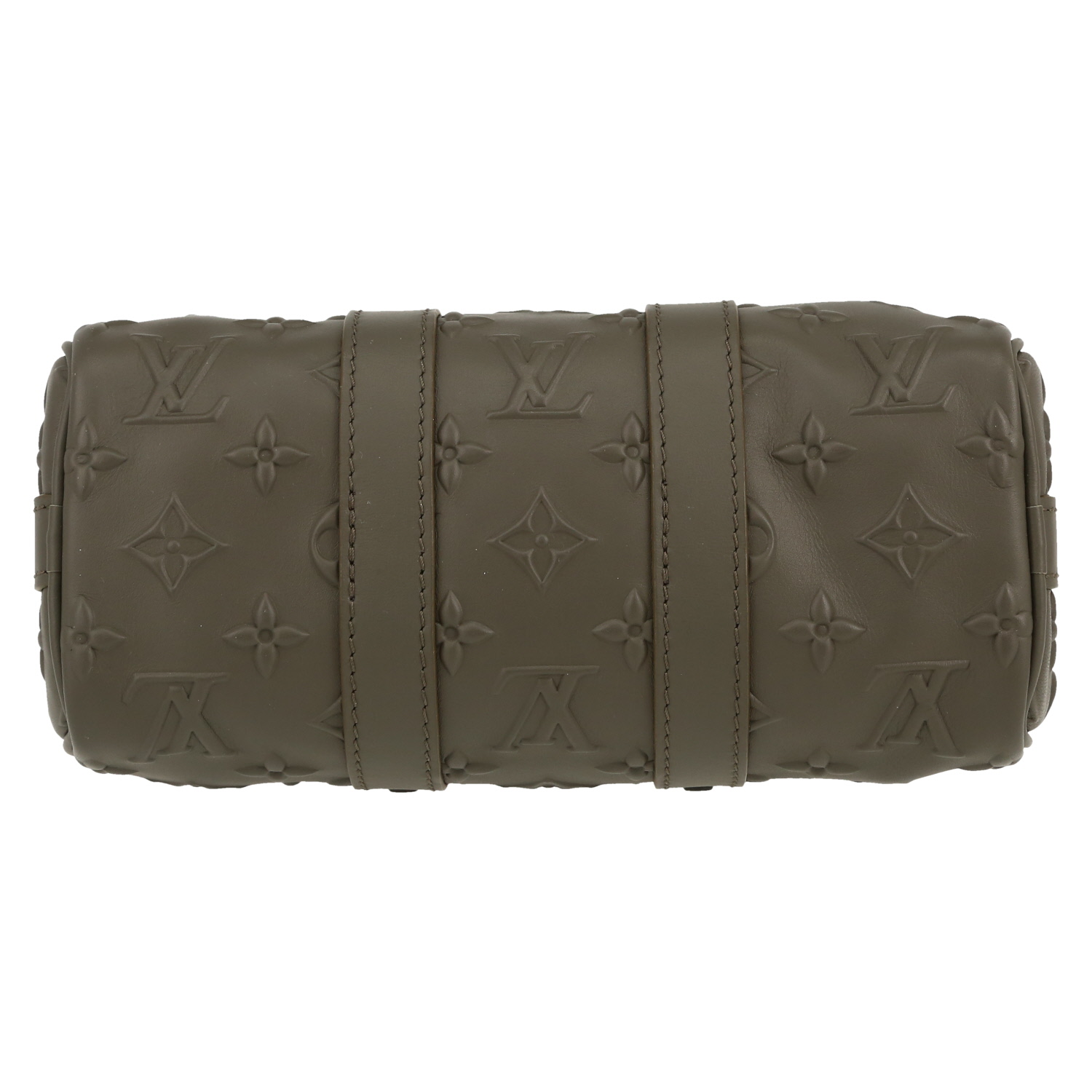Sac à main Louis Vuitton  Keepall XS en cuir monogram vert-kaki - Detail D1