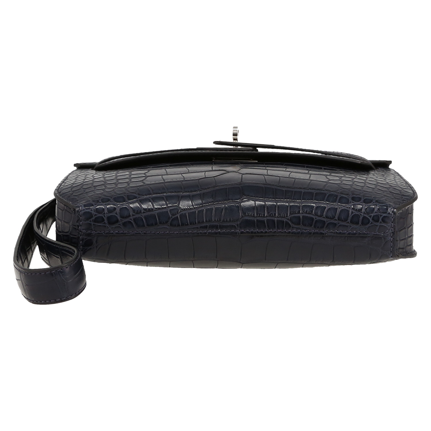 Bolsito de mano Hermès  Kelly Dépêches en aligátor azul marino - Detail D1