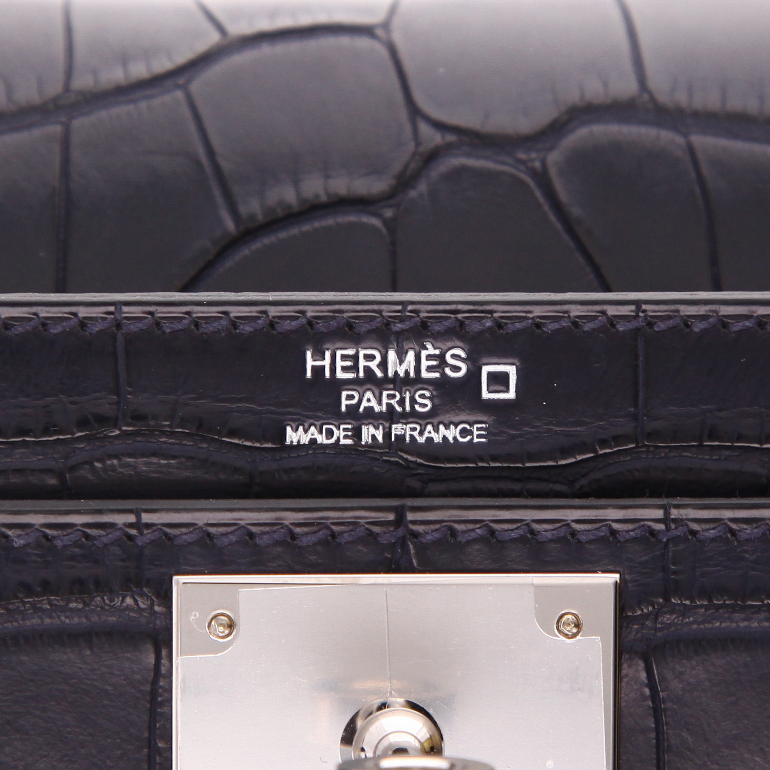 Pochette Hermès  Kelly Dépêches en alligator bleu-marine - Detail D2