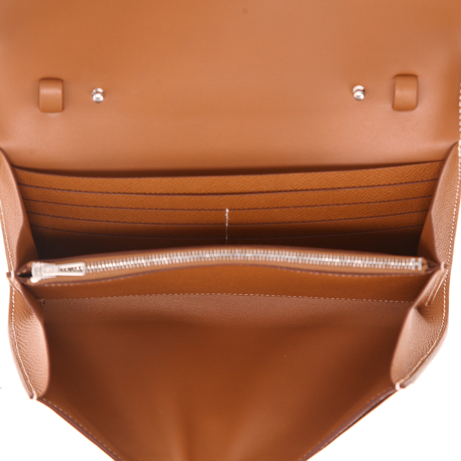 Hermès  Constance Long To Go shoulder bag  in gold epsom leather - Detail D3