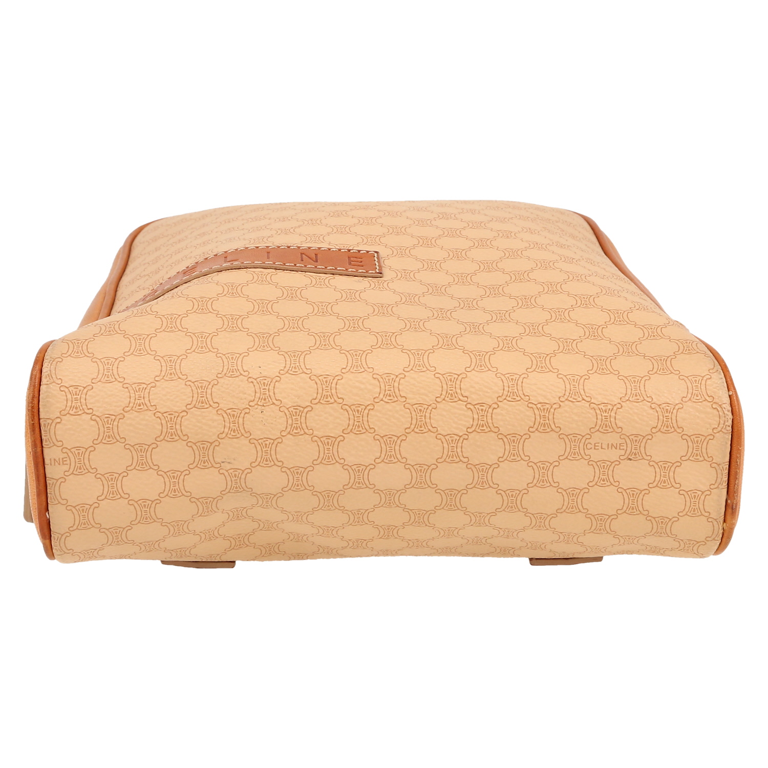 Zaino Celine  Vintage in tela "Triomphe" beige e pelle marrone - Detail D1