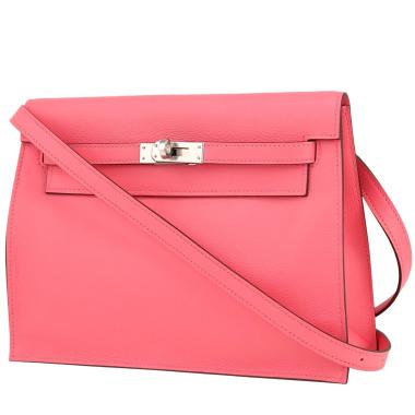 Sac bandoulière Hermès  Kelly Danse en cuir Evergrain rose Azalée