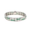 Vintage  bracelet in white gold, diamonds and emerald - 360 thumbnail