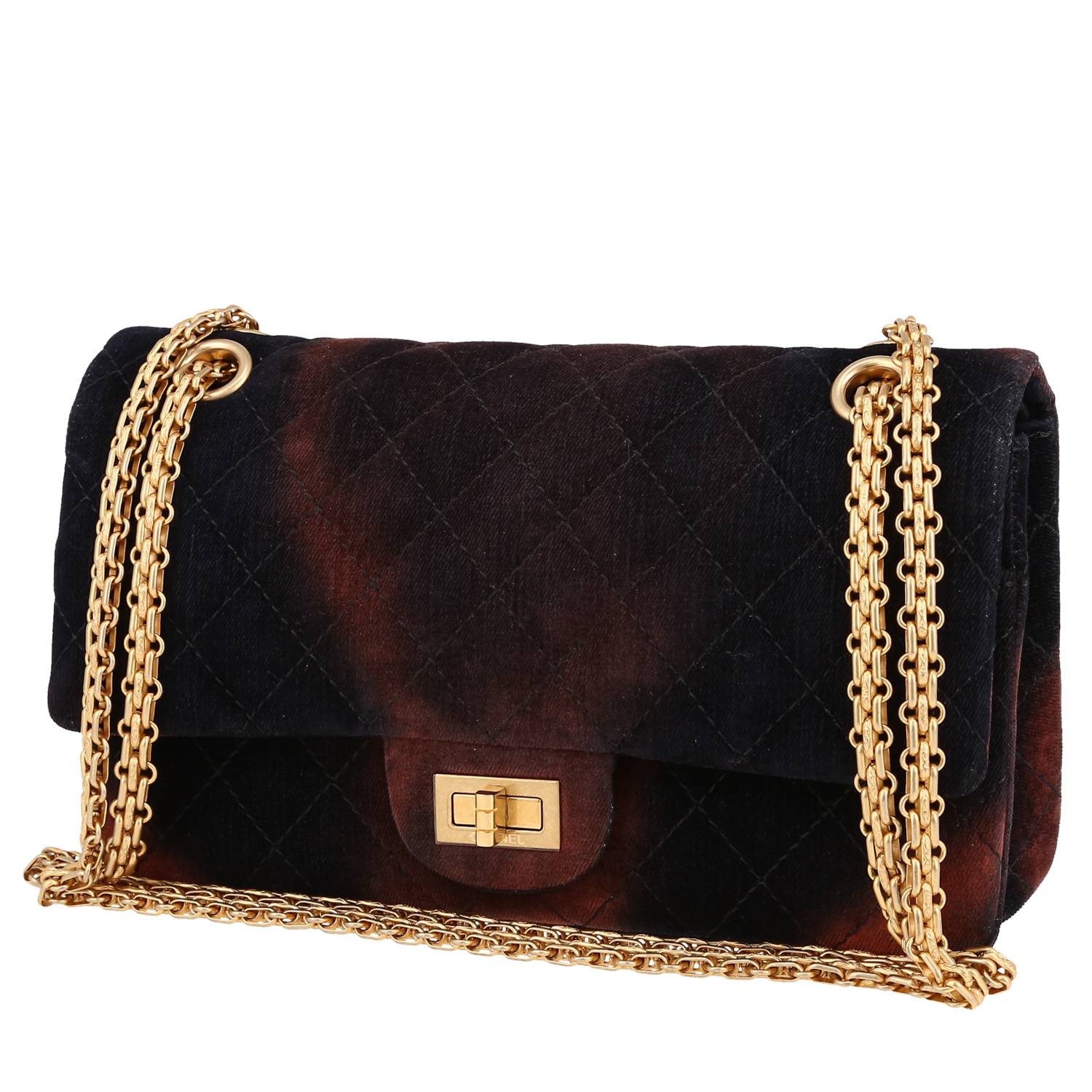 Chanel Chanel 2.55 shoulder bag in navy blue and brown velvet