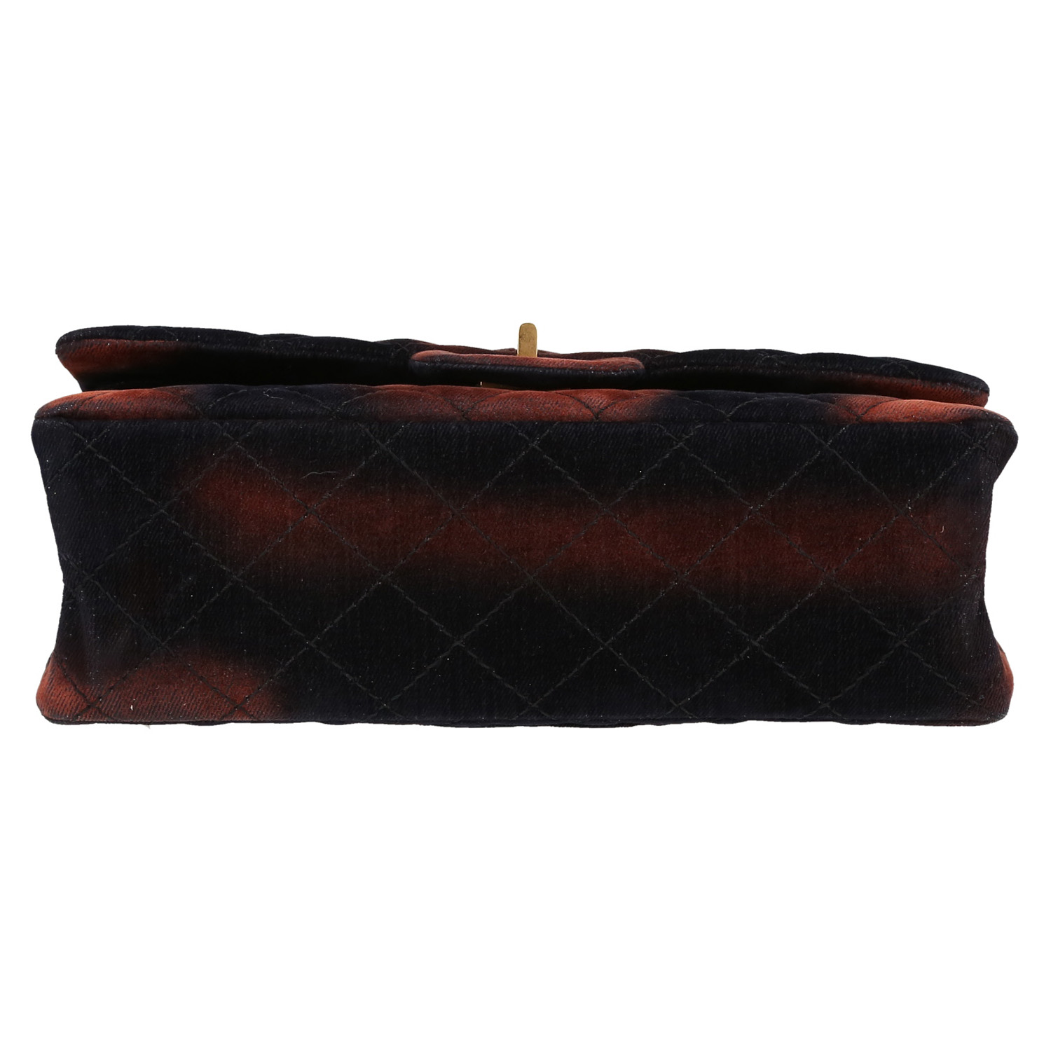 Chanel  Chanel 2.55 shoulder bag  in navy blue and brown velvet - Detail D1