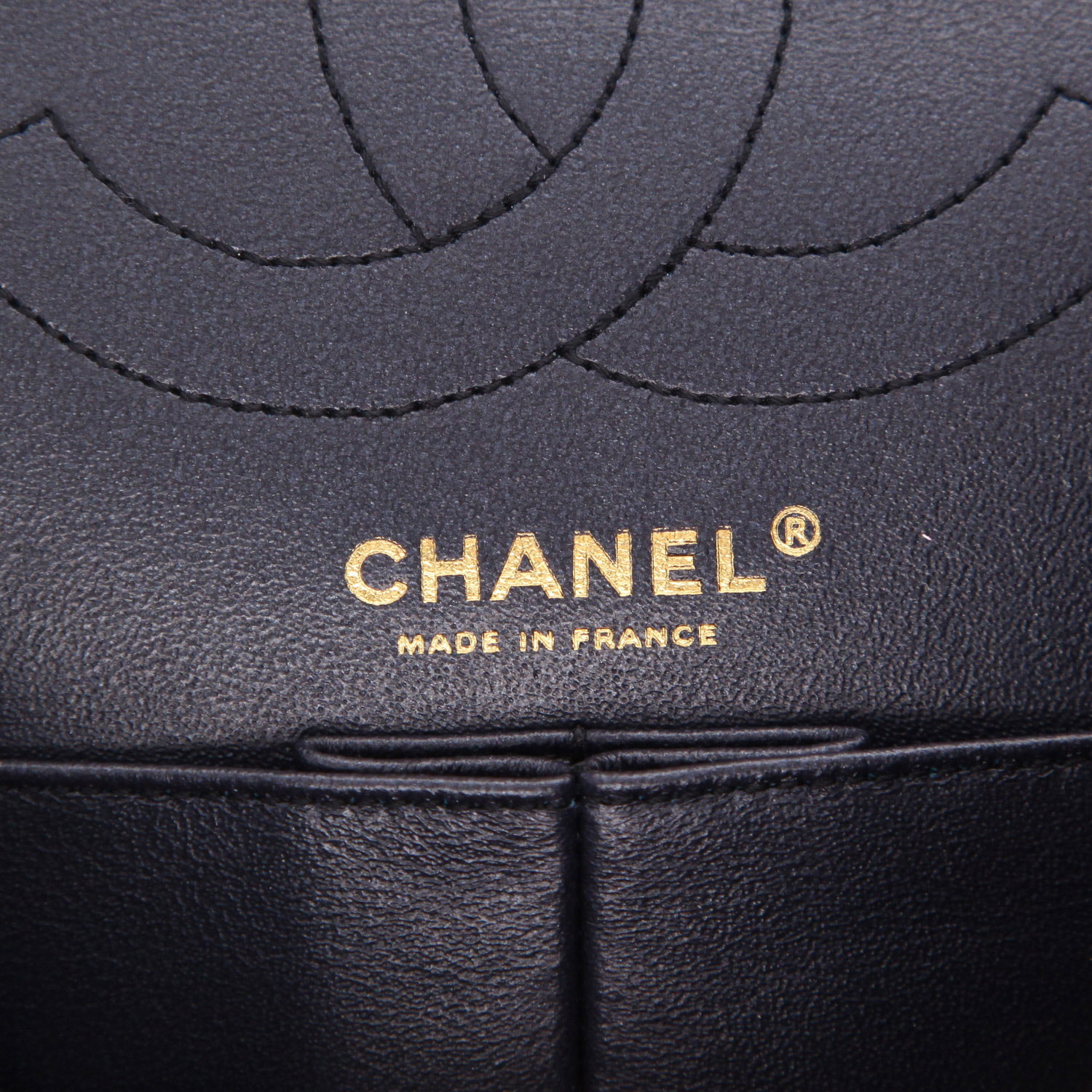 Borsa a tracolla Chanel  Chanel 2.55 in velluto blu marino e marrone - Detail D2